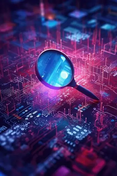 loupe qui cherche les failles et vulnérabilités informatique sur des chipsets informatiques